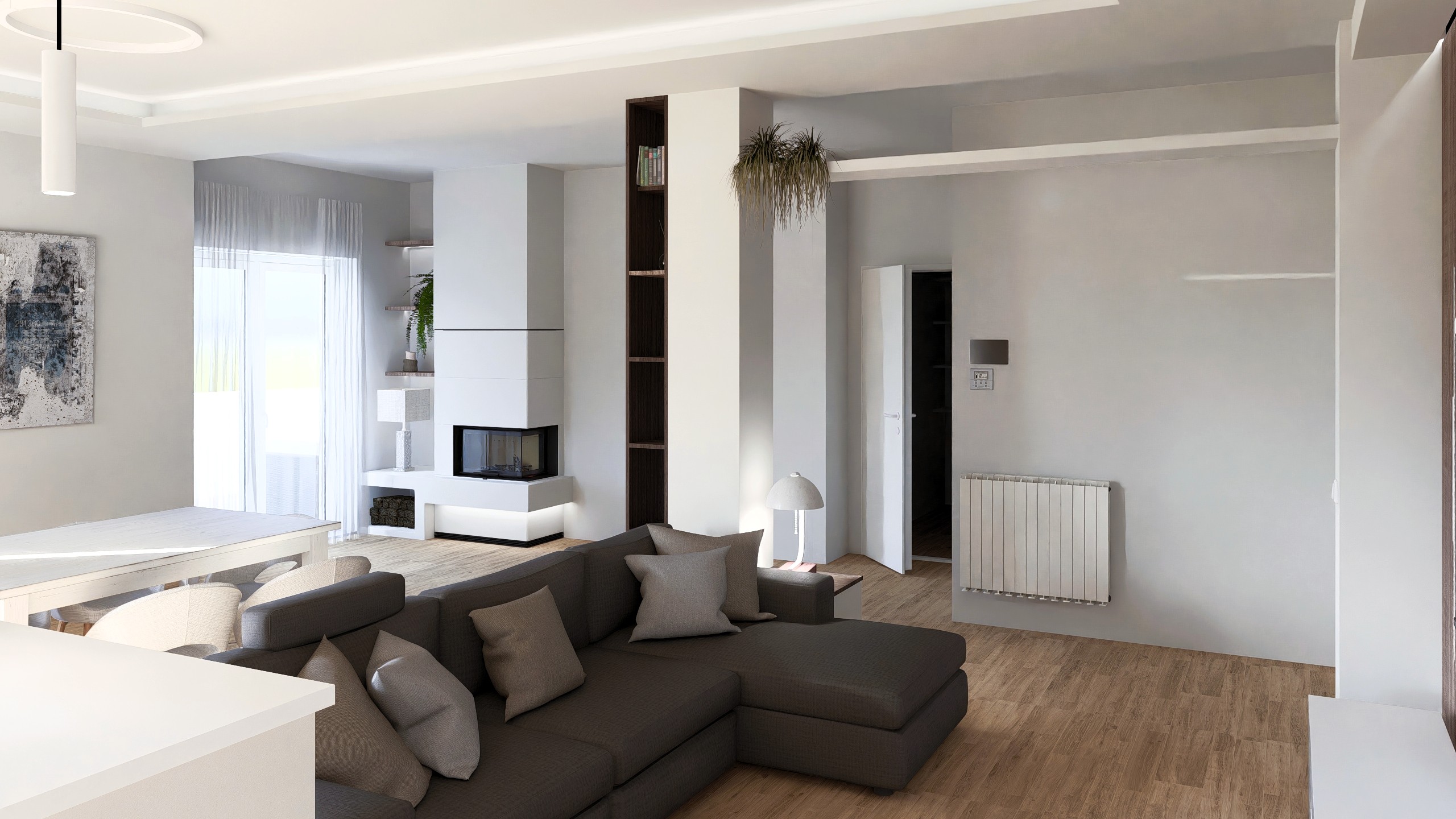 Rendering fotorealistico interno appartamento moderno