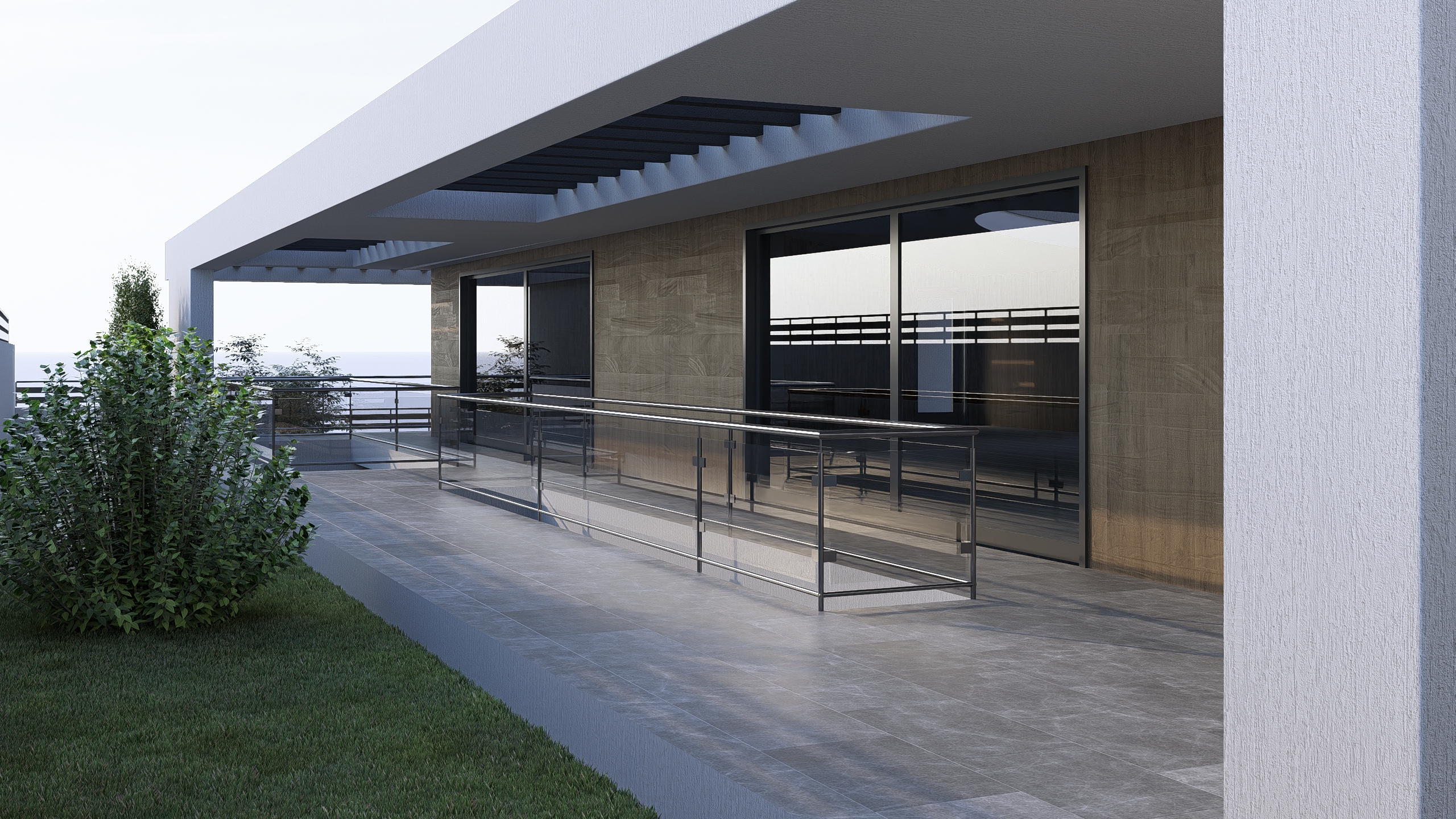 Rendering villa residenziale grande vista laterale Nicolosi